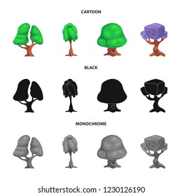 Vector design of tree and nature icon. Set of tree and crown vector icon for stock.