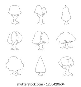Vector design of tree and nature icon. Collection of tree and crown stock symbol for web.