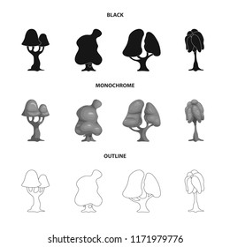 Vector design of tree and nature logo. Set of tree and crown stock vector illustration.