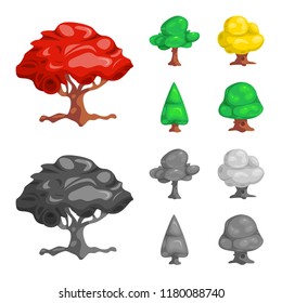 Vector design of tree and nature logo. Set of tree and crown vector icon for stock.