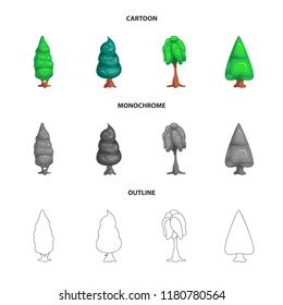 Vector design of tree and nature logo. Collection of tree and crown stock symbol for web.