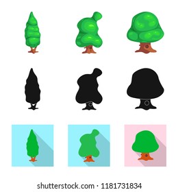 Vector design of tree and nature logo. Set of tree and crown stock vector illustration.