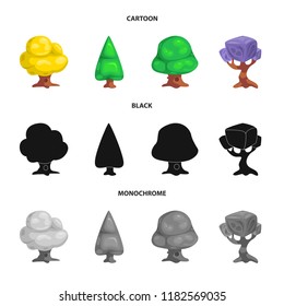 Vector design of tree and nature logo. Collection of tree and crown stock symbol for web.