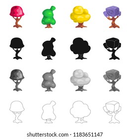 Vector design of tree and nature logo. Collection of tree and crown vector icon for stock.