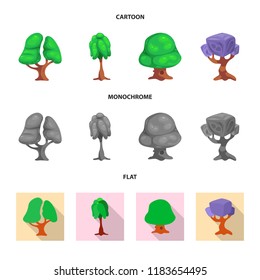 Vector design of tree and nature logo. Collection of tree and crown vector icon for stock.