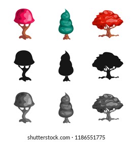 Vector design of tree and nature logo. Set of tree and crown stock vector illustration.