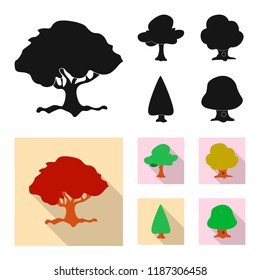 Vector design of tree and nature logo. Collection of tree and crown stock symbol for web.