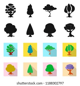 Vector design of tree and nature logo. Set of tree and crown stock vector illustration.