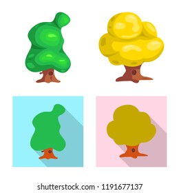 Vector design of tree and nature logo. Set of tree and crown stock symbol for web.