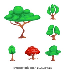 Vector design of tree and nature logo. Set of tree and crown stock vector illustration.