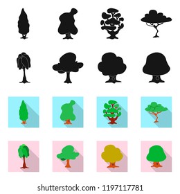 Vector design of tree and nature logo. Collection of tree and crown stock symbol for web.