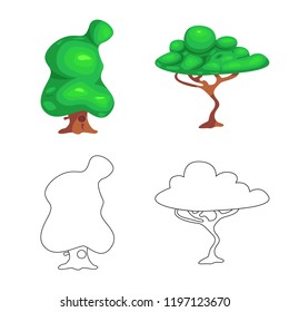Vector design of tree and nature logo. Set of tree and crown stock vector illustration.