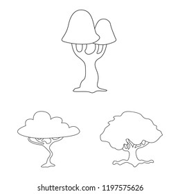 Vector design of tree and nature logo. Set of tree and crown stock vector illustration.