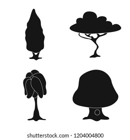 Vector design of tree and nature logo. Set of tree and crown stock vector illustration.