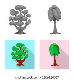 Vector design of tree and nature logo. Collection of tree and crown vector icon for stock.