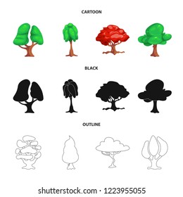 Vector design of tree and nature logo. Set of tree and crown stock vector illustration.