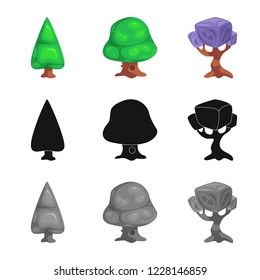 Vector design of tree and nature logo. Set of tree and crown vector icon for stock.