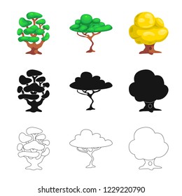 Vector design of tree and nature logo. Collection of tree and crown stock symbol for web.