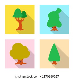 Vector design of tree and nature sign. Set of tree and crown stock vector illustration.