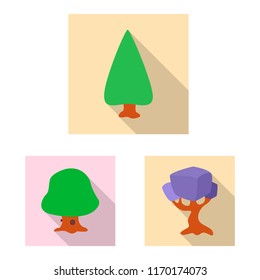 Vector design of tree and nature sign. Set of tree and crown stock vector illustration.