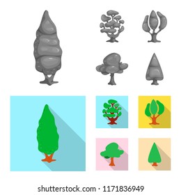 Vector design of tree and nature sign. Collection of tree and crown stock symbol for web.