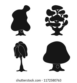Vector design of tree and nature sign. Collection of tree and crown stock vector illustration.