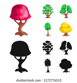 Vector design of tree and nature sign. Set of tree and crown vector icon for stock.