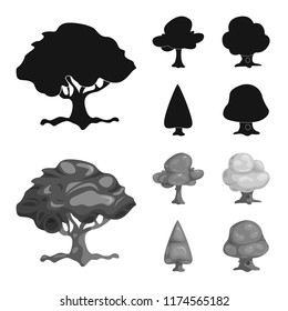 Vector design of tree and nature sign. Set of tree and crown stock symbol for web.