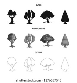 Vector design of tree and nature sign. Set of tree and crown vector icon for stock.