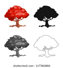 Vector design of tree and nature sign. Set of tree and crown vector icon for stock.