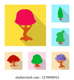 Vector design of tree and nature sign. Collection of tree and crown stock symbol for web.