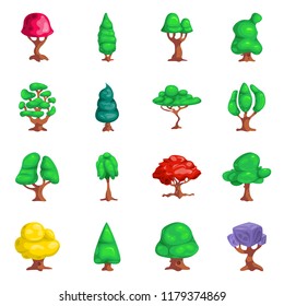 Vector design of tree and nature sign. Set of tree and crown stock symbol for web.