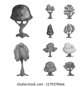 Vector design of tree and nature sign. Collection of tree and crown vector icon for stock.