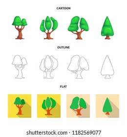 Vector design of tree and nature sign. Set of tree and crown vector icon for stock.
