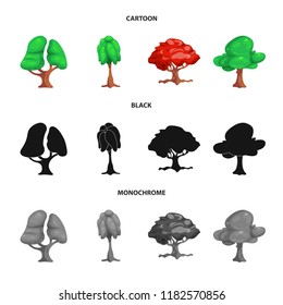 Vector design of tree and nature sign. Collection of tree and crown vector icon for stock.