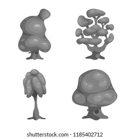 Vector design of tree and nature sign. Collection of tree and crown stock symbol for web.