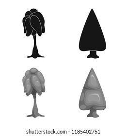 Vector design of tree and nature sign. Collection of tree and crown stock vector illustration.