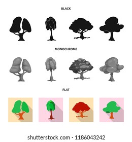 Vector design of tree and nature sign. Collection of tree and crown stock vector illustration.