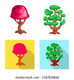 Vector design of tree and nature sign. Set of tree and crown stock vector illustration.