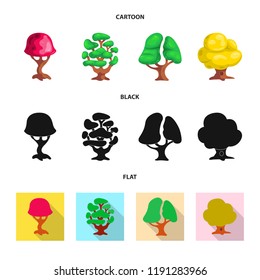 Vector design of tree and nature sign. Set of tree and crown vector icon for stock.
