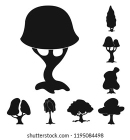 Vector design of tree and nature sign. Collection of tree and crown stock vector illustration.