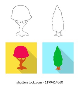 Vector design of tree and nature sign. Collection of tree and crown vector icon for stock.
