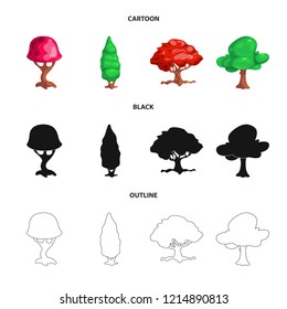 Vector design of tree and nature sign. Collection of tree and crown stock vector illustration.