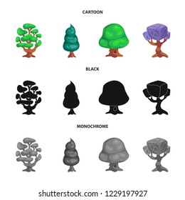 Vector design of tree and nature sign. Set of tree and crown stock symbol for web.