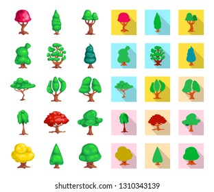 Vector design of tree and nature sign. Set of tree and crown stock symbol for web.