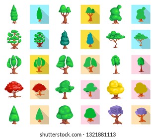 Vector design of tree and nature sign. Set of tree and crown stock symbol for web.