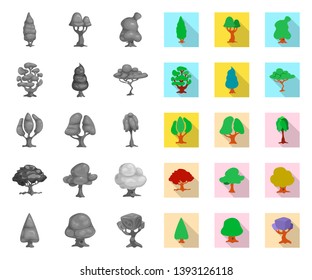 Vector design of tree and nature sign. Set of tree and crown stock symbol for web.