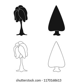Vector design of tree and nature symbol. Collection of tree and crown vector icon for stock.