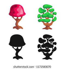 Vector design of tree and nature symbol. Set of tree and crown stock symbol for web.