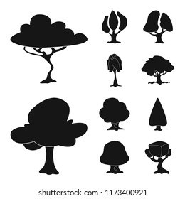 Vector design of tree and nature symbol. Set of tree and crown stock vector illustration.